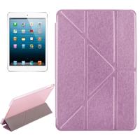 Transformatoren stijl Silk textuur horizontale Flip effen kleur lederen draagtas met houder voor iPad Mini 2019(Pink)