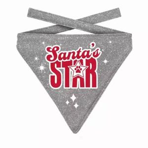 Plenty gifts kerst bandana santa's star glitter zilver (12-16 CM 10X13 CM)