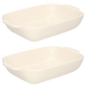 2x Rechthoekige ovenschalen porselein 1,7 liter 22 x 15 x 5 cm