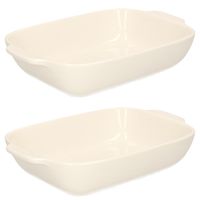 2x Rechthoekige ovenschalen porselein 1,7 liter 22 x 15 x 5 cm