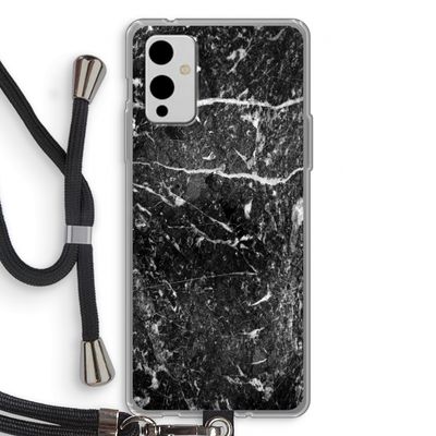 Zwart marmer: OnePlus 9 Transparant Hoesje met koord