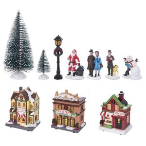 Kerstdorp kersthuisjes en accessoires set 17dlg met LED