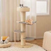 120 cm Moderne Krabpaal voor Binnenkatten Houten Kattentoren Dikke Sisal Krabpalen Sisal Mat Hangmat Verwijderbaar Kussen