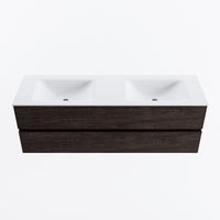 MONDIAZ VICA 150cm badmeubel onderkast Dark Brown 2 lades. Wastafel CLOUD dubbel 2 kraangaten, kleur Talc.