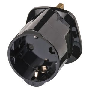 Brennenstuhl Travel Adapter earthed/GB netstekker adapter Type G (VK) Type F Zwart