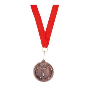 Bronzen medaille derde prijs aan rood lint