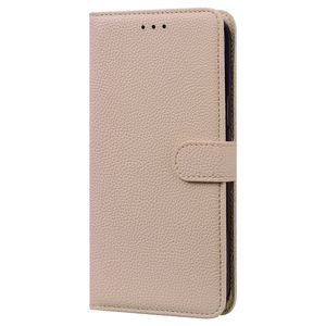 iPhone 14 hoesje - Bookcase - Koord - Pasjeshouder - Portemonnee - Camerabescherming - Kunstleer - Beige