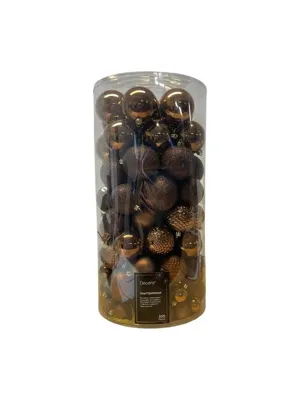 Decoris Kerstbal kunststof d6cm ass 100st espresso