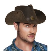 Luxe bruine cowboyhoed Nevada lederlook voor volwassenen - thumbnail
