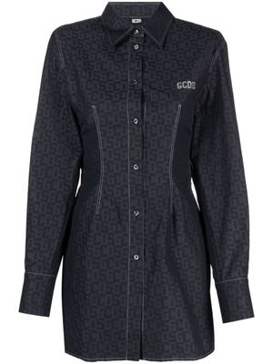GCDS robe-chemise à motif monogrammé - Bleu
