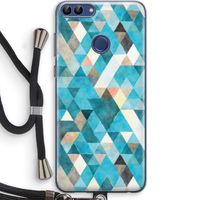 Gekleurde driehoekjes blauw: Huawei P Smart (2018) Transparant Hoesje met koord