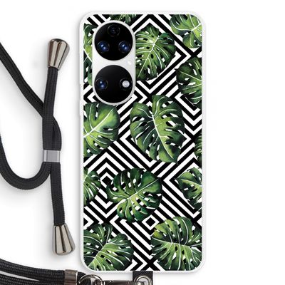 Geometrische jungle: Huawei P50 Transparant Hoesje met koord