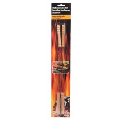BBQ Collection barbecuespies 38.5 cm 4 stuks rvs/hout