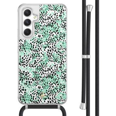 Samsung Galaxy A54 hoesje met koord - Luipaard mint