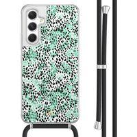 Samsung Galaxy A54 hoesje met koord - Luipaard mint