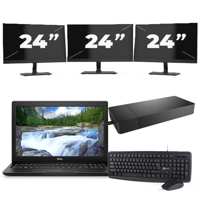 Dell Latitude 3500 - Intel Core i5-8e Generatie - 15 inch - 8GB RAM - 256GB SSD - Windows 11 Home + 3x 24 inch Monitor