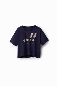 Cropped T-shirt met madeliefjes - BLUE - 13/14