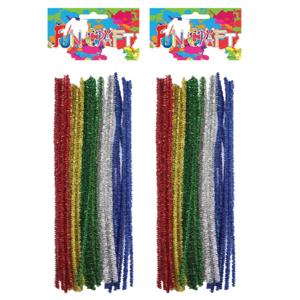 Chenille draad - 120x stuks - glitter 5 kleurenmix - Buigbaar draad - 30 cm - Knutselen hobby