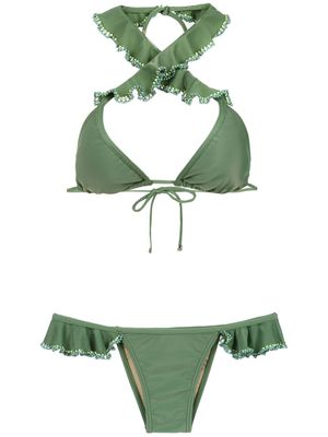 Amir Slama haut de bikini à volants - Vert