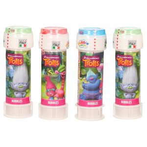 4x Trolls/trollen bellenblaas flesjes met bal spelletje in dop 60 ml voor kinderen