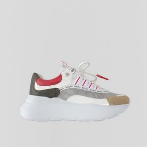 Bronx Grayson Sneaker Leer Cappuccino / Khaki / Rood , Maat 41