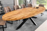 Massieve industriële eettafel GALAXIE 240 cm naturel mangohout ovaal sterframe - 45771