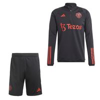 adidas Manchester United Trainingsset 1/4-Zip 2023-2024 Zwart Rood Lichtgroen - thumbnail
