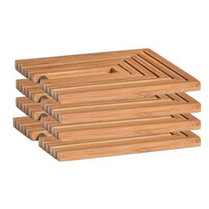 4x zeller pannenonderzetters - uitklapbaar - bamboe hout - 19-34 x 19 cm