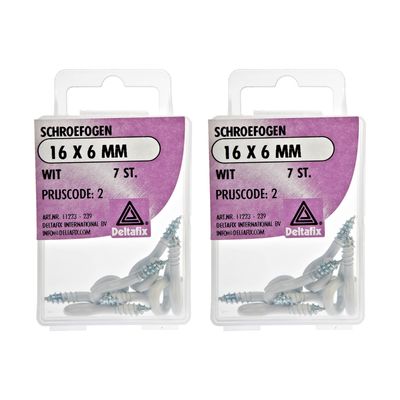 Deltafix Schroefogen - 14x - verzinkt metaal - wit - 16 x 6 mm - ijzerwaren