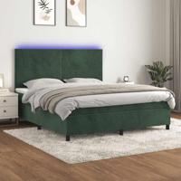 Boxspring met matras en LED fluweel donkergroen 180x200 cm