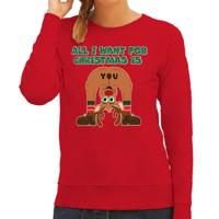 Foute Kersttrui/sweater voor dames - All I Want is - rood - blote kont - rendier - hilarisch Foute Kersttrui/sweater voor dames - All I Want is - rood - blote kont - rendier - hilarisch