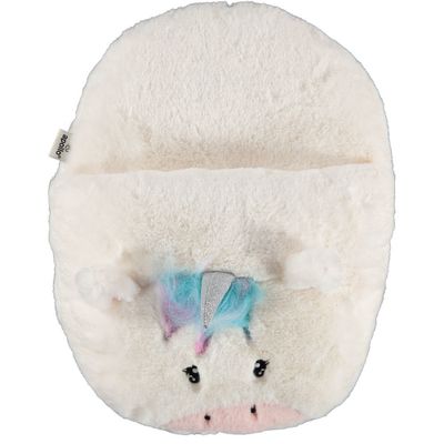 Grote voetenwarmer slof - eenhoorn wit - one size - 30 x 27 cm