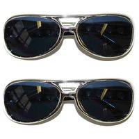 2x Stuks Party/verkleed brillen - metallic zilver - Verkleedbrillen - thumbnail