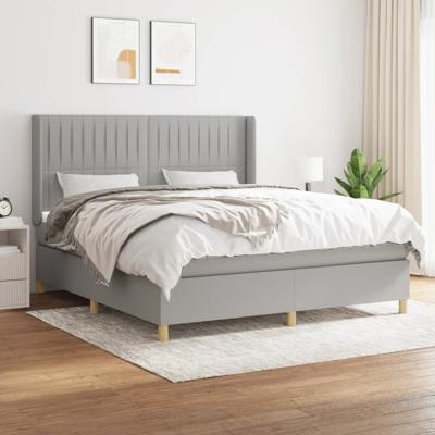 Boxspring met matras stof lichtgrijs 180x200 cm