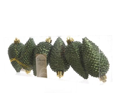 Dennenappel plastic glitter hang diameter 4.5x8cm Dennen groen - Ksd