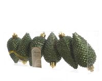 Dennenappel plastic glitter hang diameter 4.5x8cm Dennen groen - Ksd