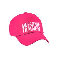 Bellatio Decorations cadeau pet/cap voor volwassenen - Awesome Trainer - roze - geweldige trainer   -