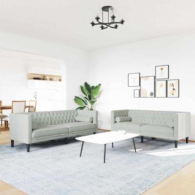 Bankstel 2 pcs Lichtgrijs Fluweel