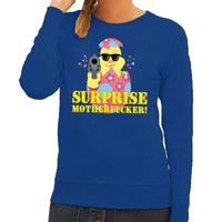 Foute paas sweater blauw surprise motherfucker voor dames
