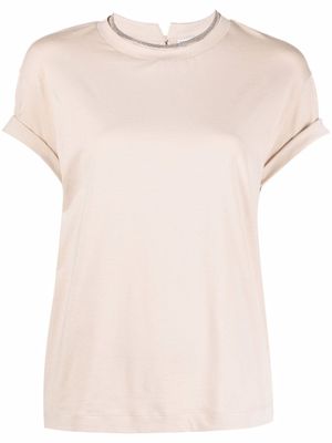 Brunello Cucinelli t-shirt à bords contrastants - Tons neutres