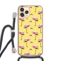 Flamingo's geel: iPhone 11 Pro Transparant Hoesje met koord