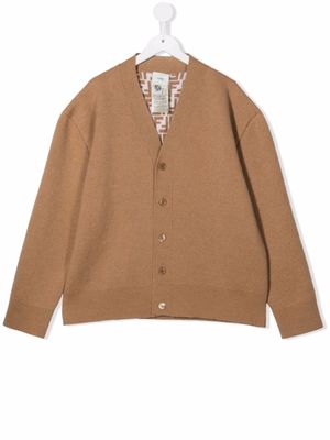 Fendi Kids cardigan en maille à col v - Tons neutres