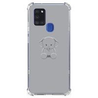 Samsung Galaxy A21s Stevig | Bumper Hoesje | Grijs Baby Olifant