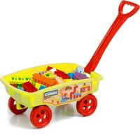 Paradiso Toys blokkenwagen 69 cm geel 50 delig - thumbnail