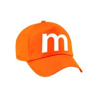 Letter M pet / cap oranje voor volwassenen - verkleed / carnaval baseball cap - thumbnail