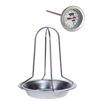 RVS kiprooster/kiphouder/kippenrooster voor de barbecue/BBQ/oven 20 cm met vleesthermometer