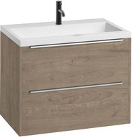 Saqu Salto Slimline voorgemonteerd badmeubel incl. glans witte wastafel 80x40cm toffee/chroom