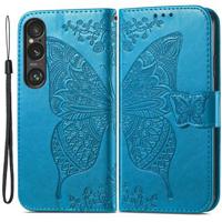 Sony Xperia 1 VI Butterfly Series Portemonnee Hoesje - Blauw - thumbnail
