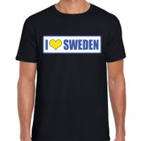 I love Sweden / Zweden landen shirt met bordje in de kleuren van de Zweedse vlag zwart voor heren 2XL  -