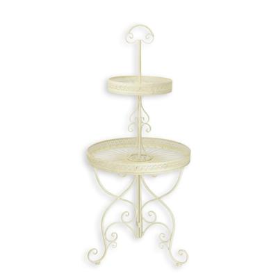 A 2-TIER ROUND IRON ETAGÈRE - WHITE